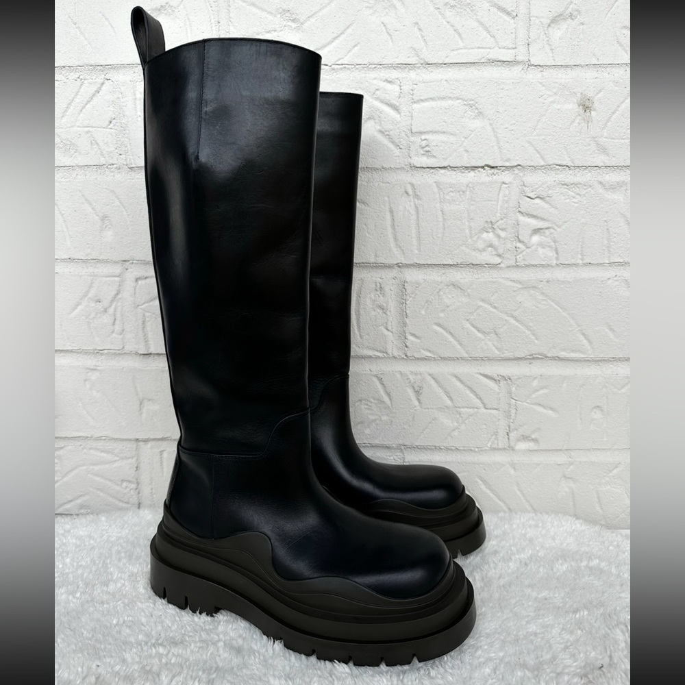 New BOTTEGA VENETA Tire Knee-High Leather Boots Size 36.5 - Picture 2 of 16